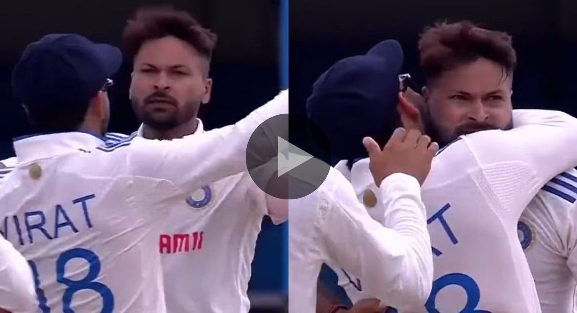 King Kohli congratulated Mukesh Kumar with a hug after getting an international wicket