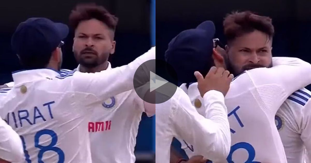 King Kohli congratulated Mukesh Kumar with a hug after getting an international wicket