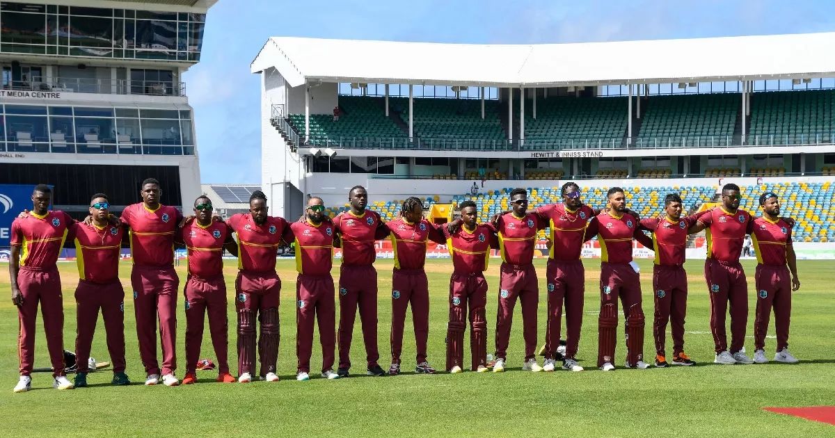 The West Indies team came out to play on the ground by tying a black band